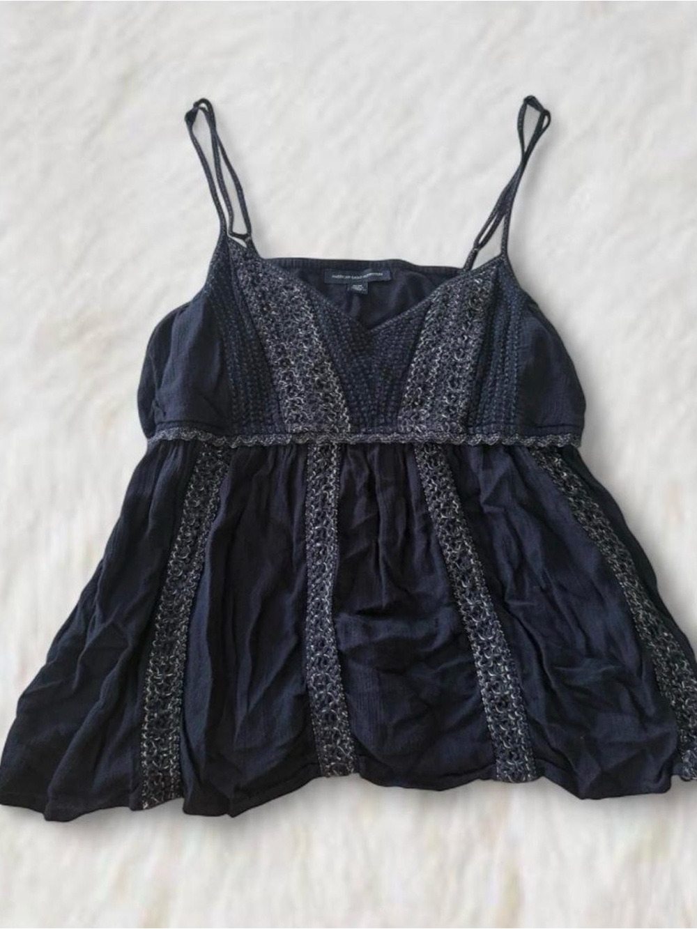 American Eagle Outfitters Navy Lace-Trim Spaghetti Strap Camisole
